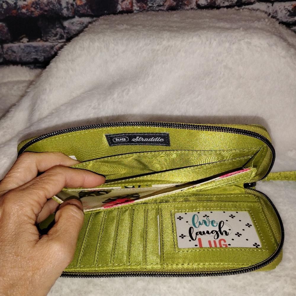 Lug  Straddle Zip Around  Wallet with Wristlet~ Grass Green  OBO - Picture 6 of 10
